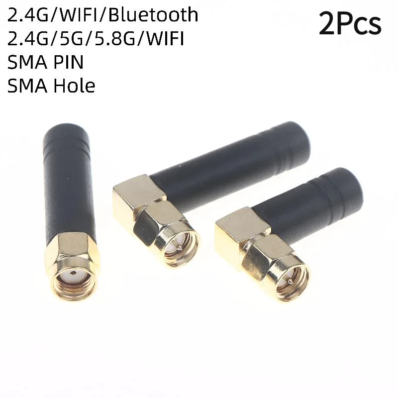 2Pcs Right/Bend Angle 2.4G Ultra Compact Mini WiFi Antenna With 2/3DBI Gain & SMA Male/Female Connector For Motherboard Modem.