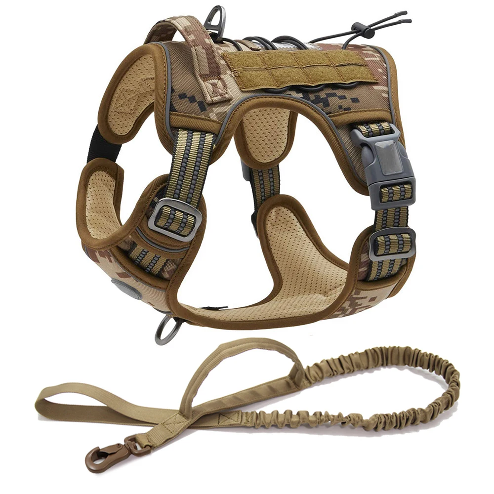 Reflective Tactical Harness For Large Small Dogs Training Vest Leash Pet Harness And Leash Set For Dog Outdoor Adjustable Padded