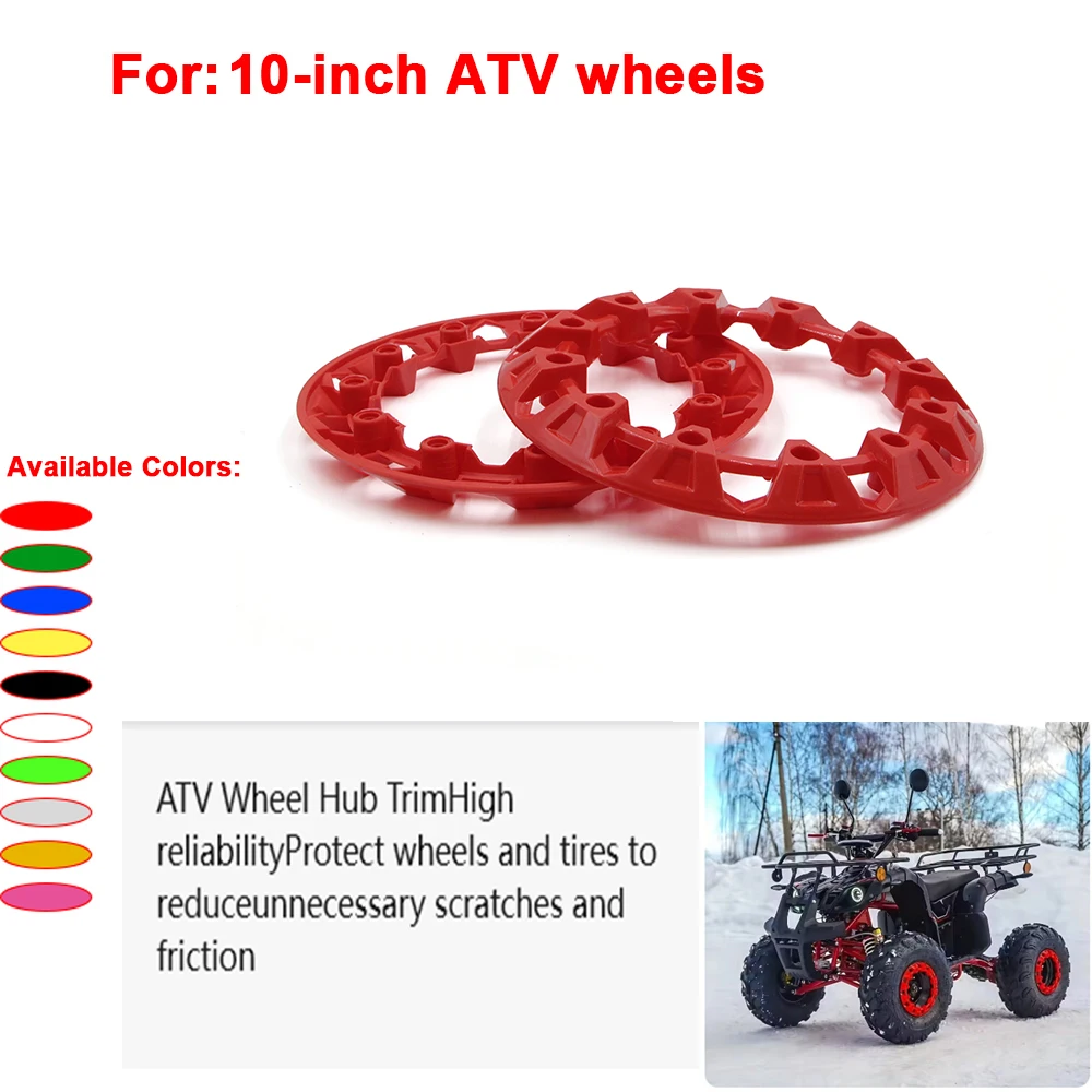 2pcs 10-inch ATV Wheel Trim Hub Protection Decor Rim Cap Universal Vehicle All Terrain wheel Plastic Cover fit to 10 inch wheels