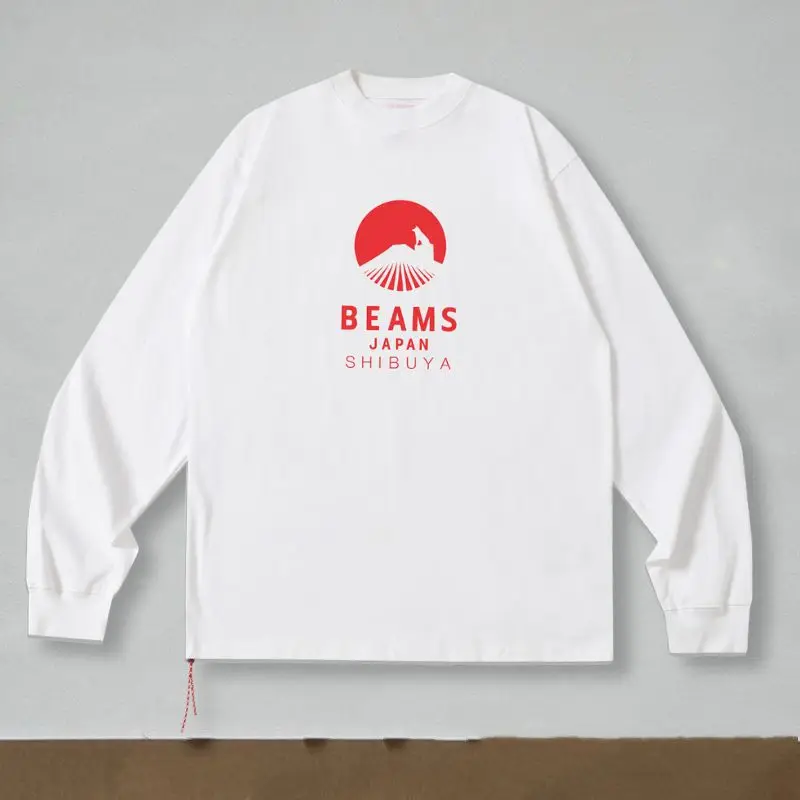 

Hound Snow Mountain Silhouette Print Beams Long Sleeve High Quality Breathable Cotton Tshirts Weaving Red Rope Men Women Tops