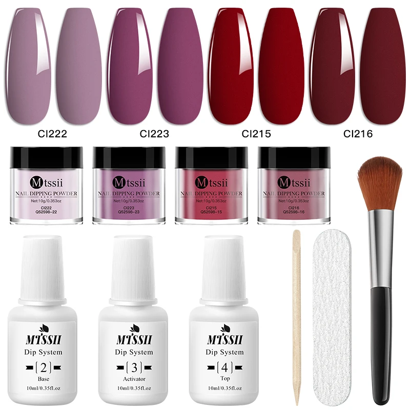 10개입 10g 네일 디핑 파우더 세트 자연 건조 무램프 큐어 네일 글리터 피그먼트 딥 파우더 리퀴드 시스템 키트 네일 아트 장식