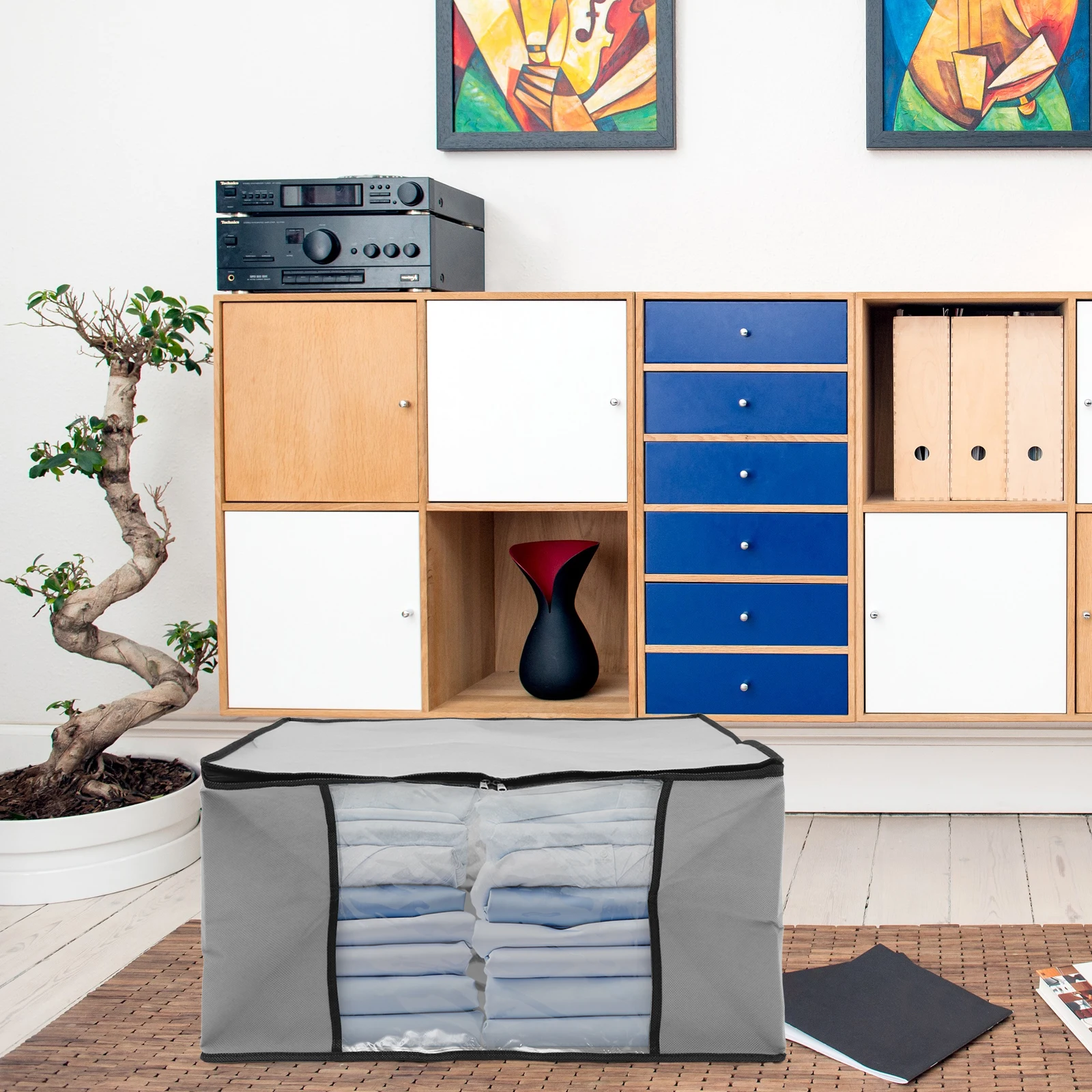 

Folding Storage Bag Bedding Comforter Organizer Sheet Clear Zippered Non-woven Fabric Wardrobe