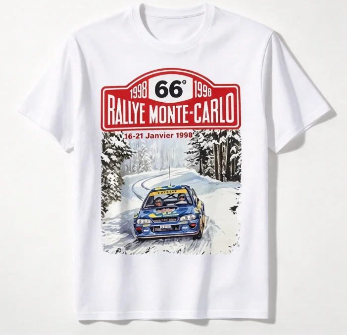 2026 new Vintage Monte-Carlo Rally Graphic T Shirt Unisex Black Short Sleeve  Streetwear Casual Loose Daily Top