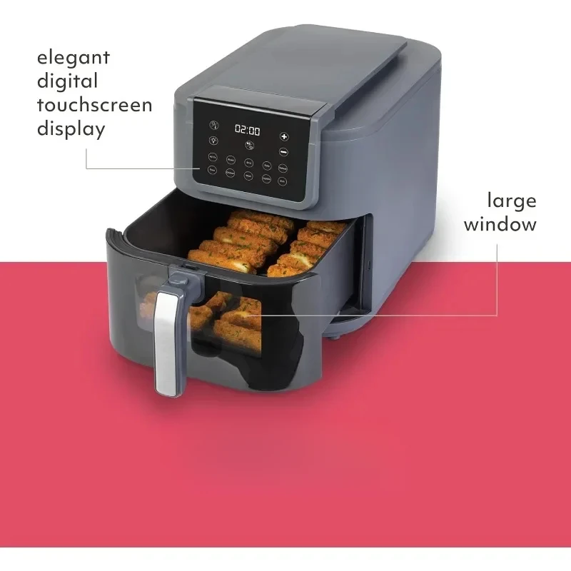 Компактная аэрофритюрница с окном для удобного просмотра с цифровым сенсорным экраном