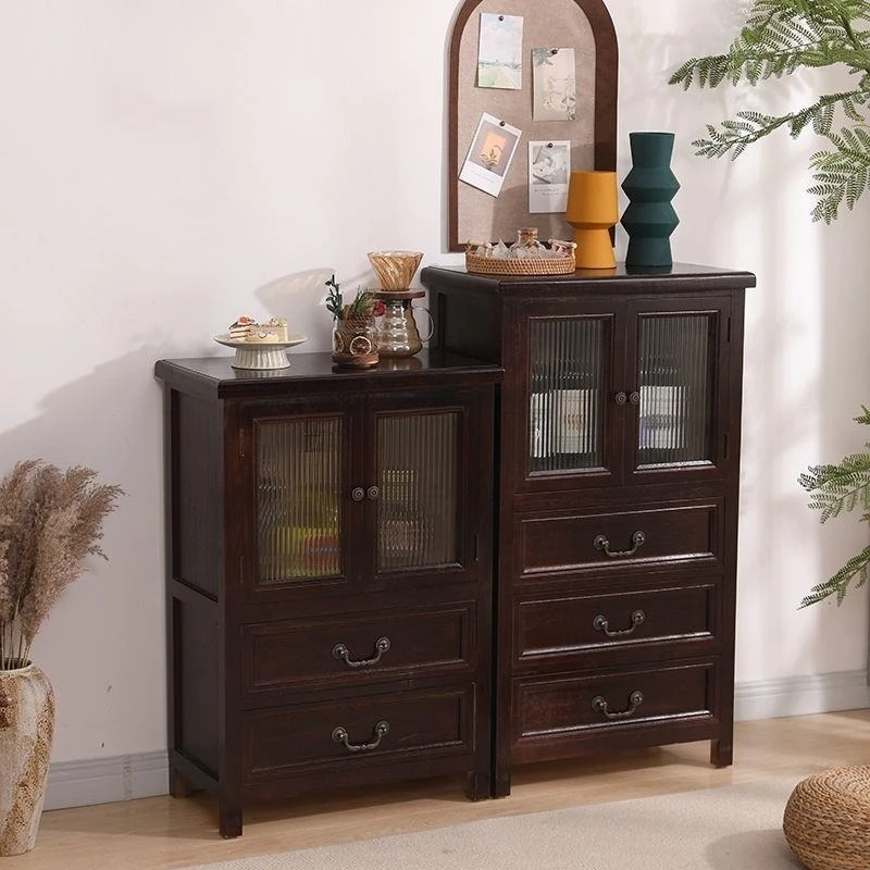 Retro Cabinet Integrated Living Room Dining Chest Side Chinese Wall Storage Multi Functional