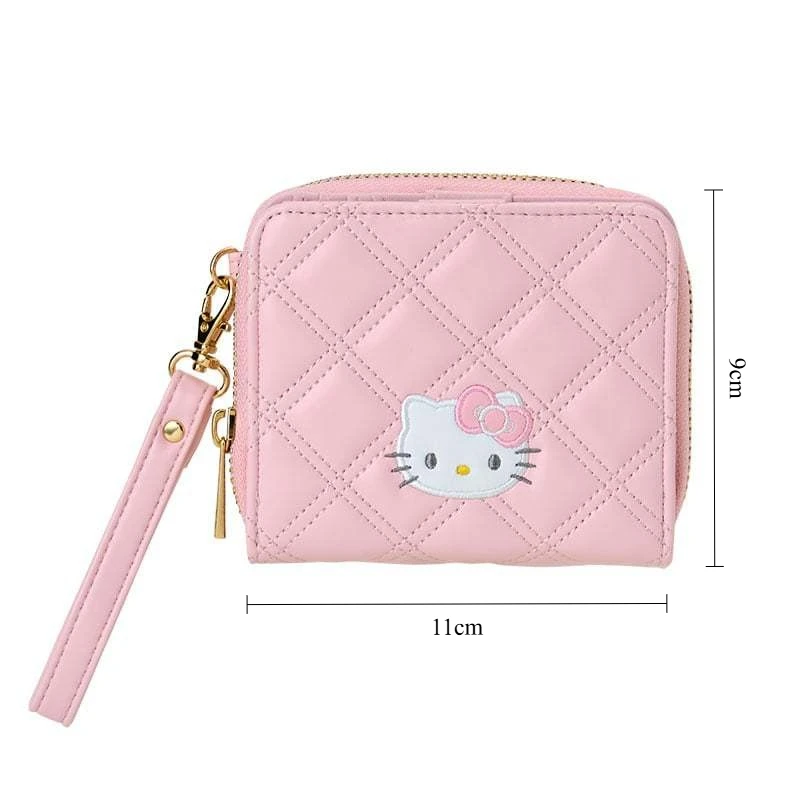 Sanrio Damen-Geldbörse, PU-Leder, Kuromi Melody Hello Kitty, Kawaii-Schlüsselmappe, Mädchen-Geschenk, niedliche modische Münzbeutel