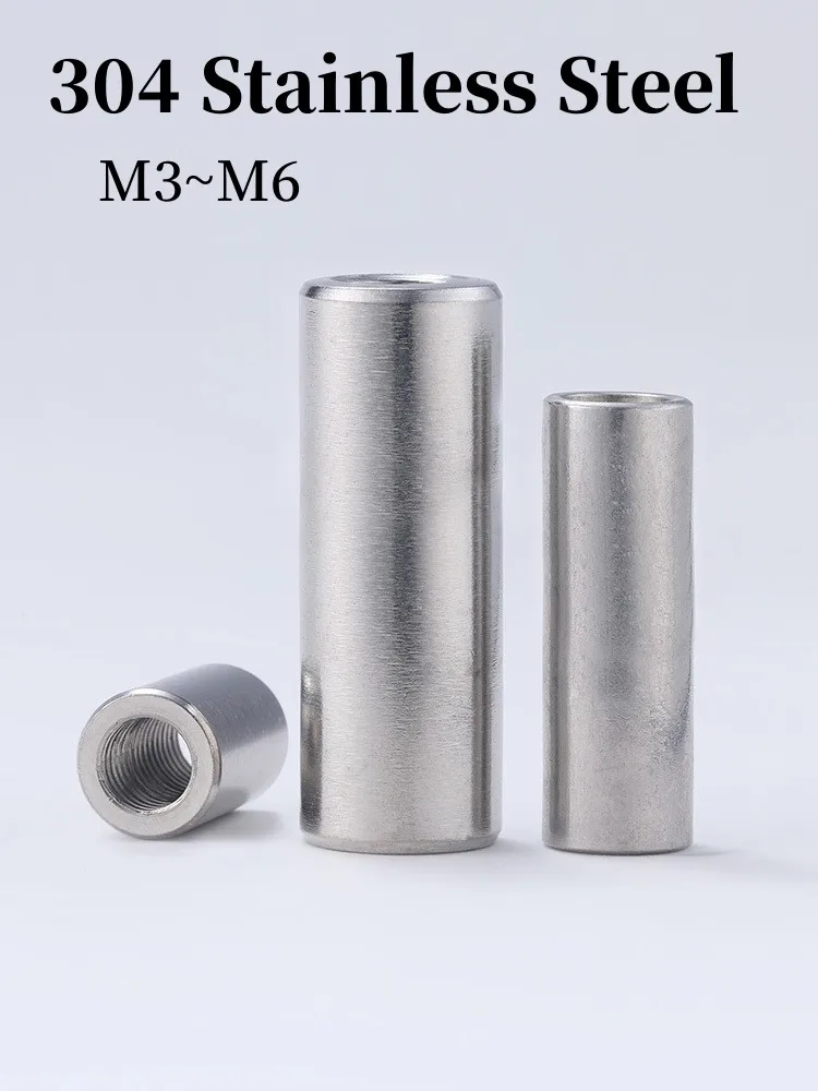 5/10/50 sztuk M3 M4 M5 M6 304 stal nierdzewna wydłużona okrągła nakrętka sprzęgająca gwint wewnętrzny cylindryczna nakrętka łącząca tuleja nakrętki rurowe
