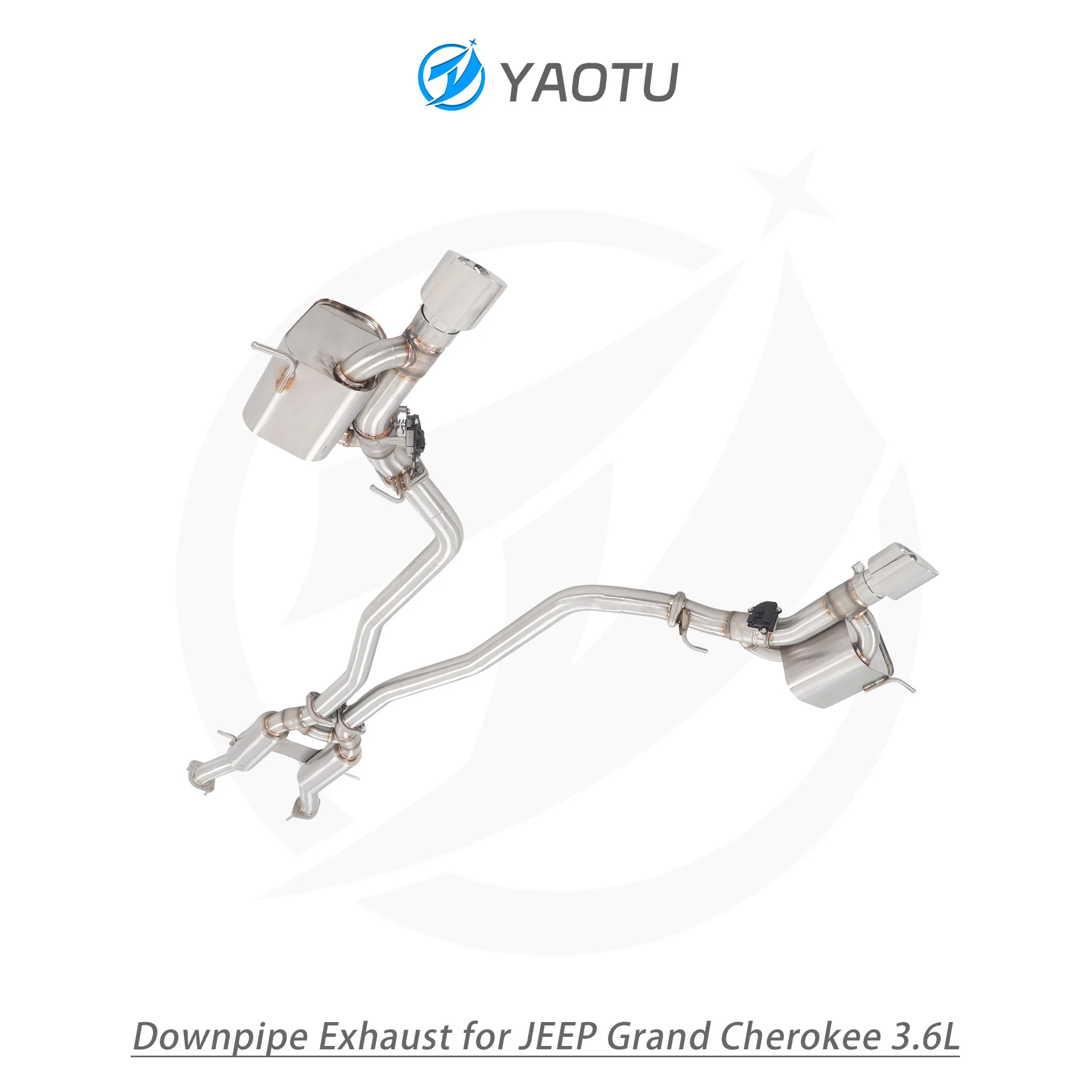 YT Mid-rear Section Dual-side Single-exit Exhaust Pipe for JEEP Grand Cherokee 3.6L - with Valve, Mirror Polished
