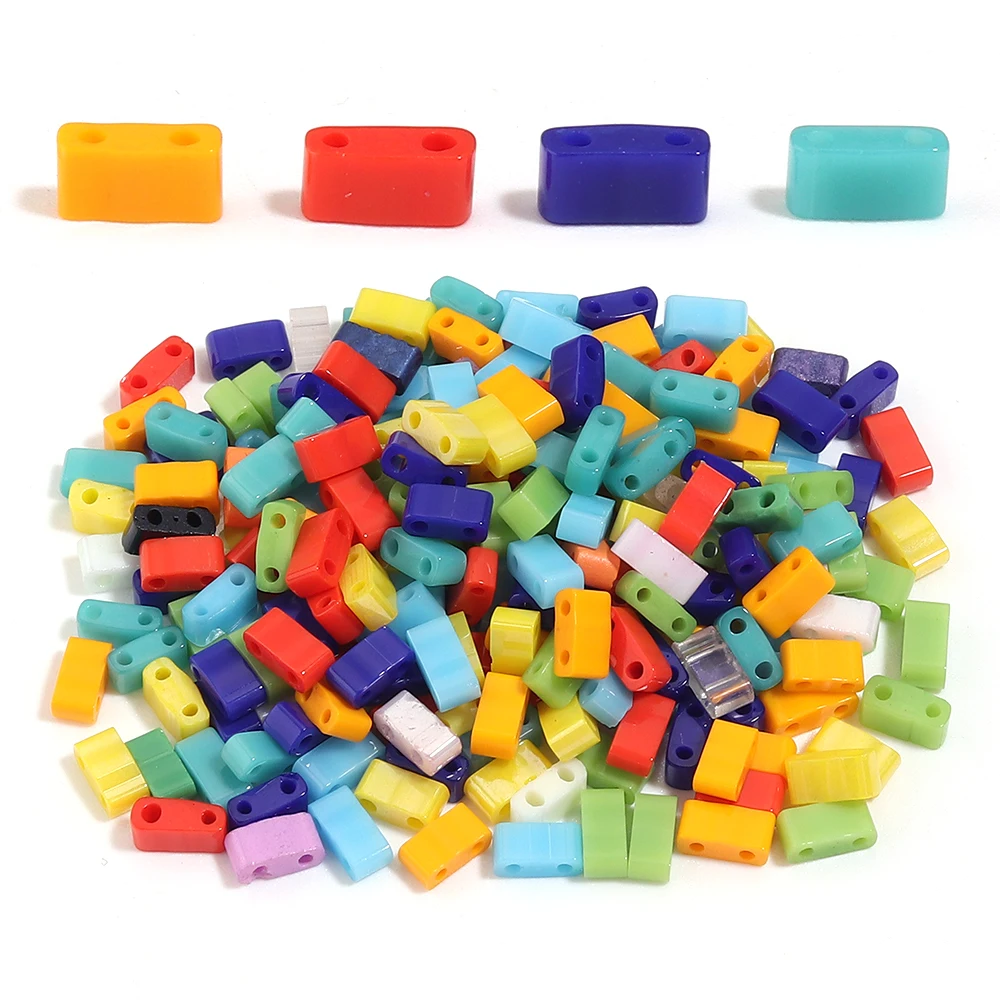 200 Stück tschechische Glasperlen mit doppeltem Loch, bunte lose Spacer-Perlen für DIY-Halsketten, Armbänder, Ohrringe, Schmuckherstellung. – Detail 5