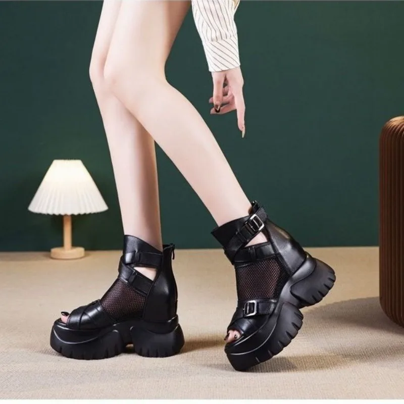 

Women's Platform Gladiator Sandals 2026 New Open Toe High Heel Soft Leather Elevator Non-Slip Comfort Summer Fashion Shoes
