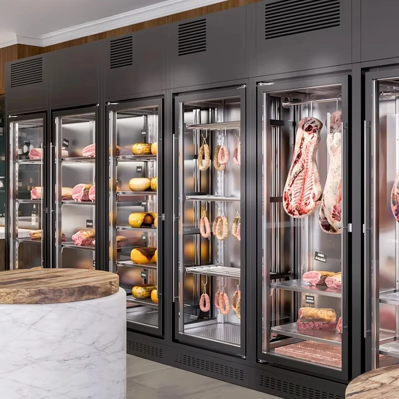 

Customized Design Beef Steak Meat Dry Aging Aged Cooler Refrigerator Fridge Glass Dry Dri Ager 304 Stainless Steel Cabinet