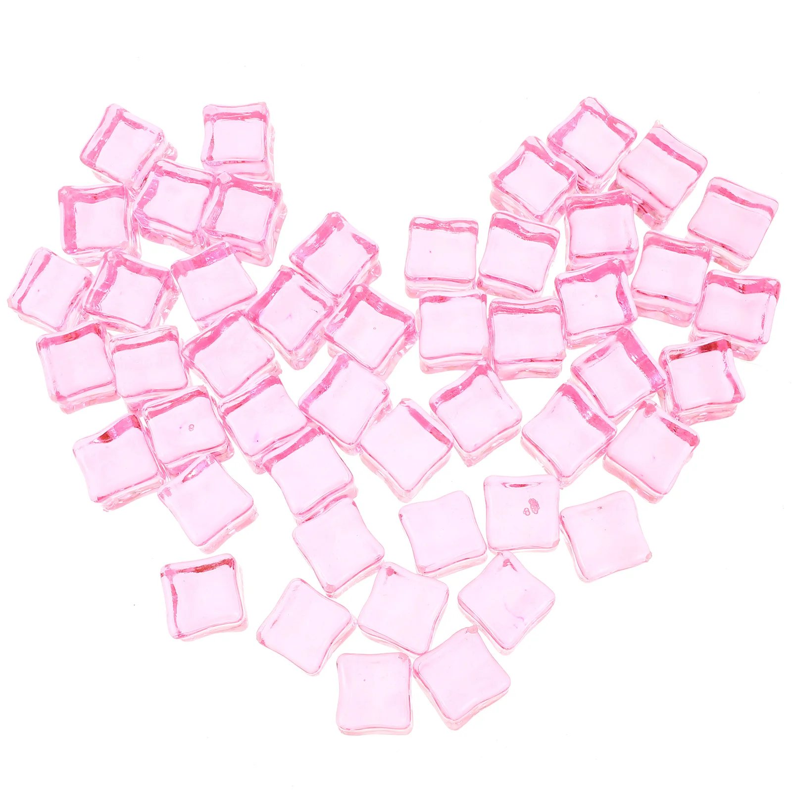 

50 Pcs Simulated Ice Cube Reusable Display Cubes Fish Tank Accessories Decorations Single Fake Pink Artificial Decorative