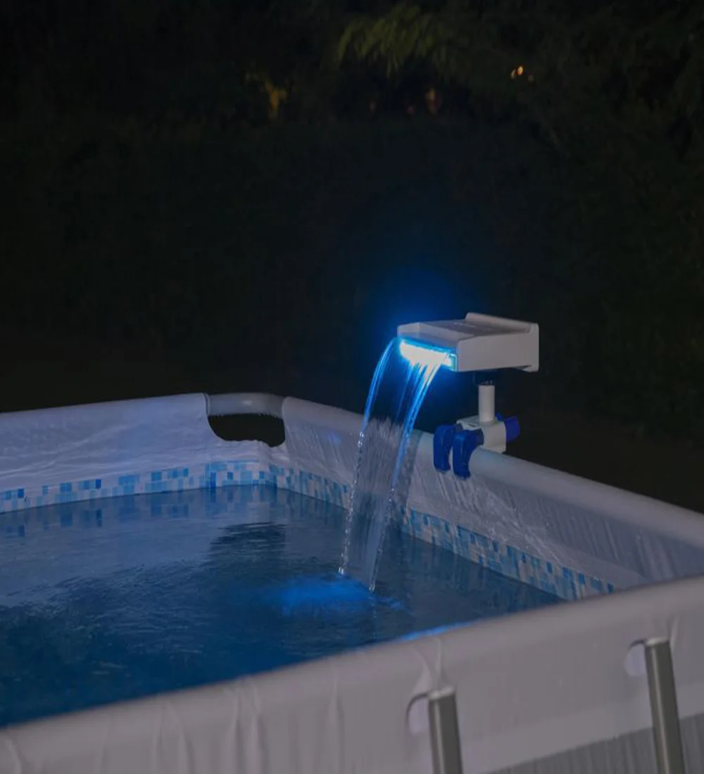 Soothing LED Waterfall Pump | Made for Above Ground Swimming Pools | Features 8 Different Color Modes