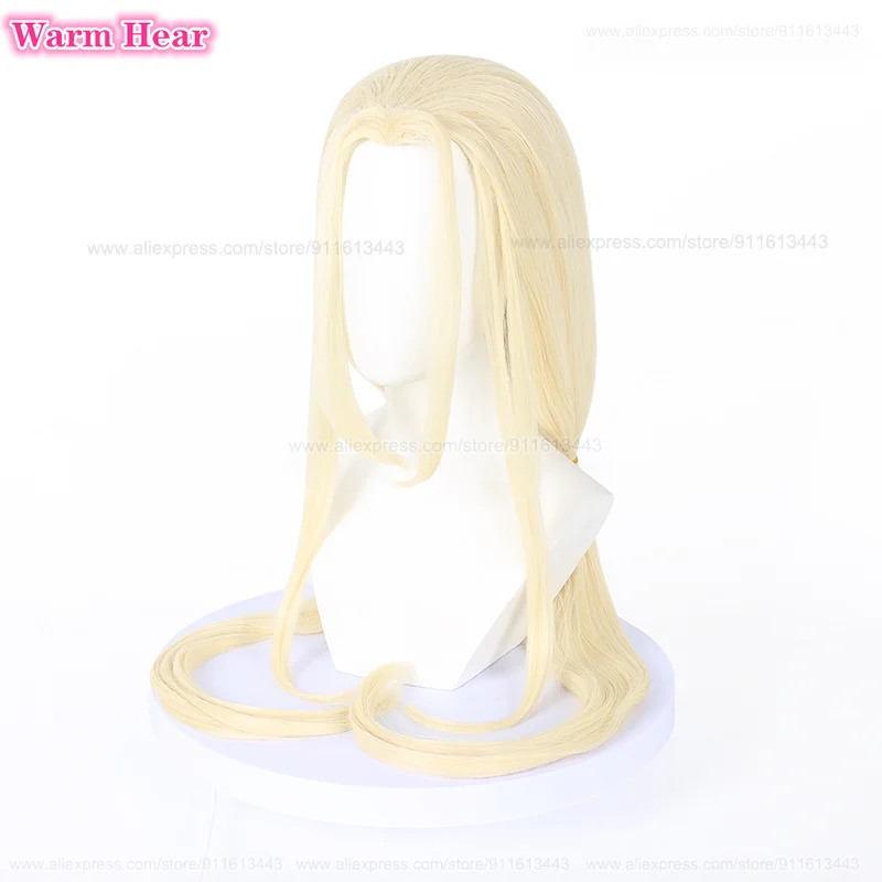 Perruque Cosplay Blonde Tsunade Anime, Cheveux Longs et Lisses, Autocollants, Perruques de ixd'Halloween, Bonnet, Degré de Chaleur, En Stock, 100cm