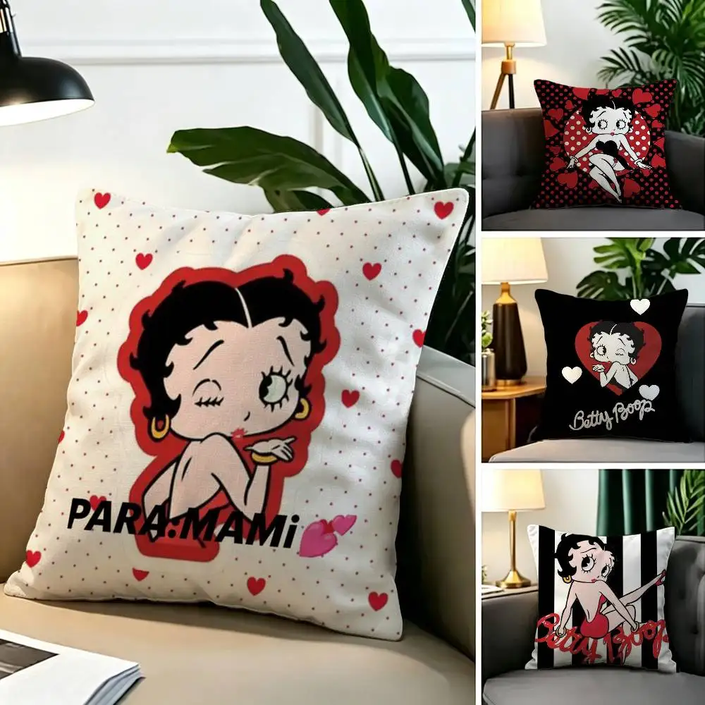 B-Betty Boop  Square Double-Sided printed Pillow Case Bedroom Bedside Pillow Sofa Cushion Cover