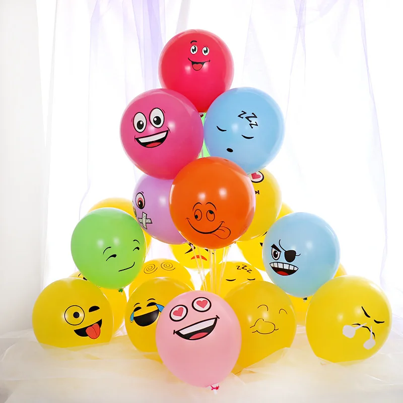 10pcs 12 inch Latex Balloons, Cute and Funny Big Eyed Smiley Face Balloons, Birthday Party, Christmas and Halloween Decorations