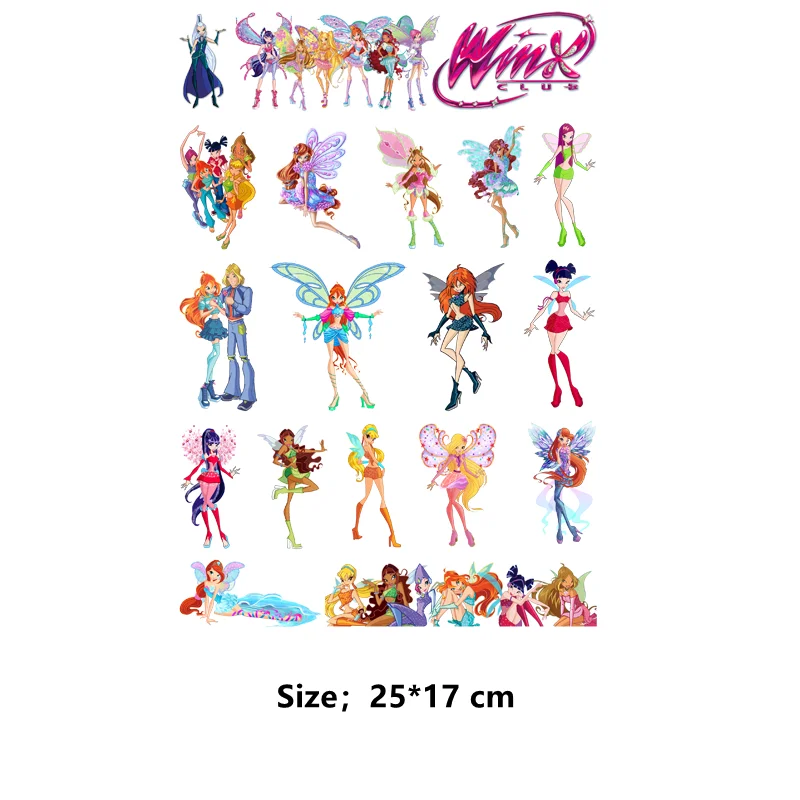 Children Cartoon Winx Club Iron on patches thermo-stickers for children Small sticker stripes appliques