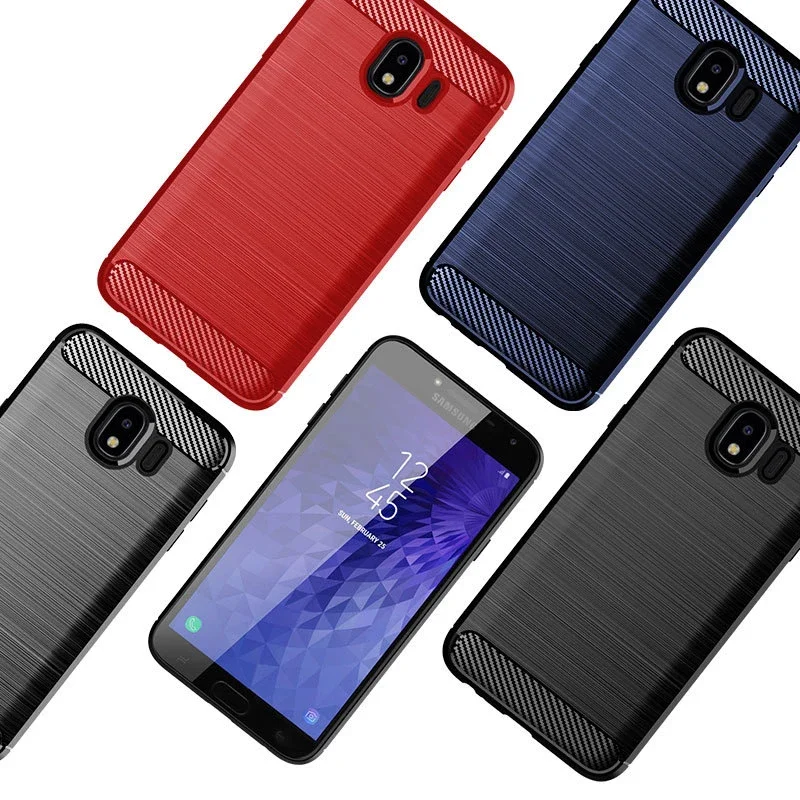 FERISING Case For Samsung Galaxy J4 2018 Case Silicone TPU Bumper Shockproof Carbon Cover for Samsung Galaxy J4 2018 J400 Case