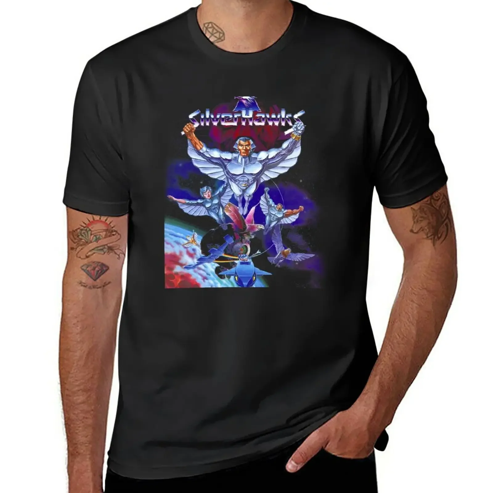 

SilverHawks T-Shirt Blouse shirts graphic tees plain Short sleeve tee men