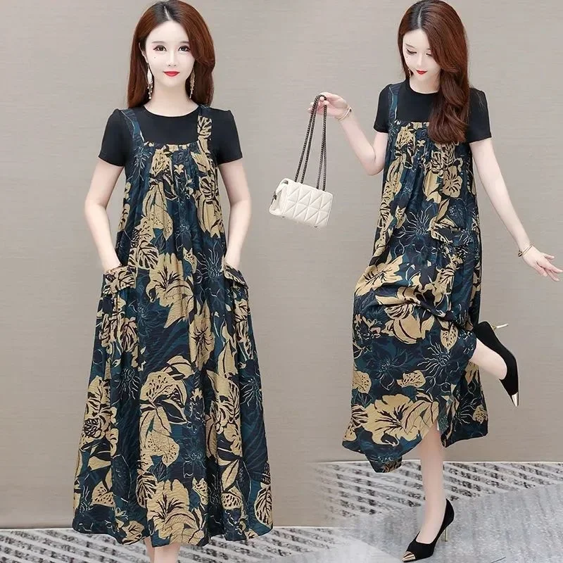 Women's Summer One Skirts Fashion Skirt T-shirt Top Two Piece Set Women Clothing Party Dresses Vestido Dress