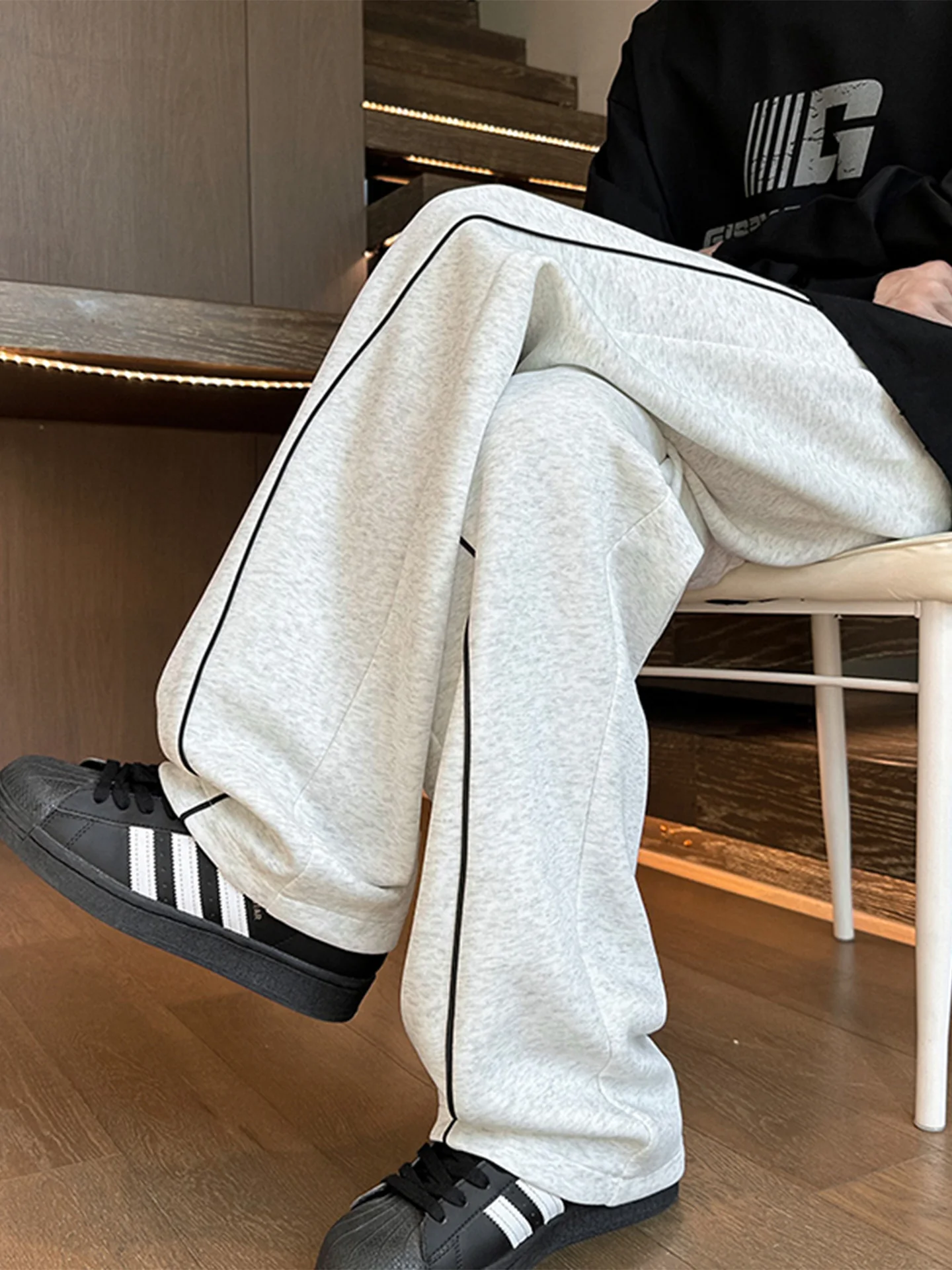 

Мужские повседневные брюки American Stripe, осенние модные брюки в стиле High Street Haome Cleanfit, свободные прямые повседневные брюки для занятий спортом на открытом воздухе