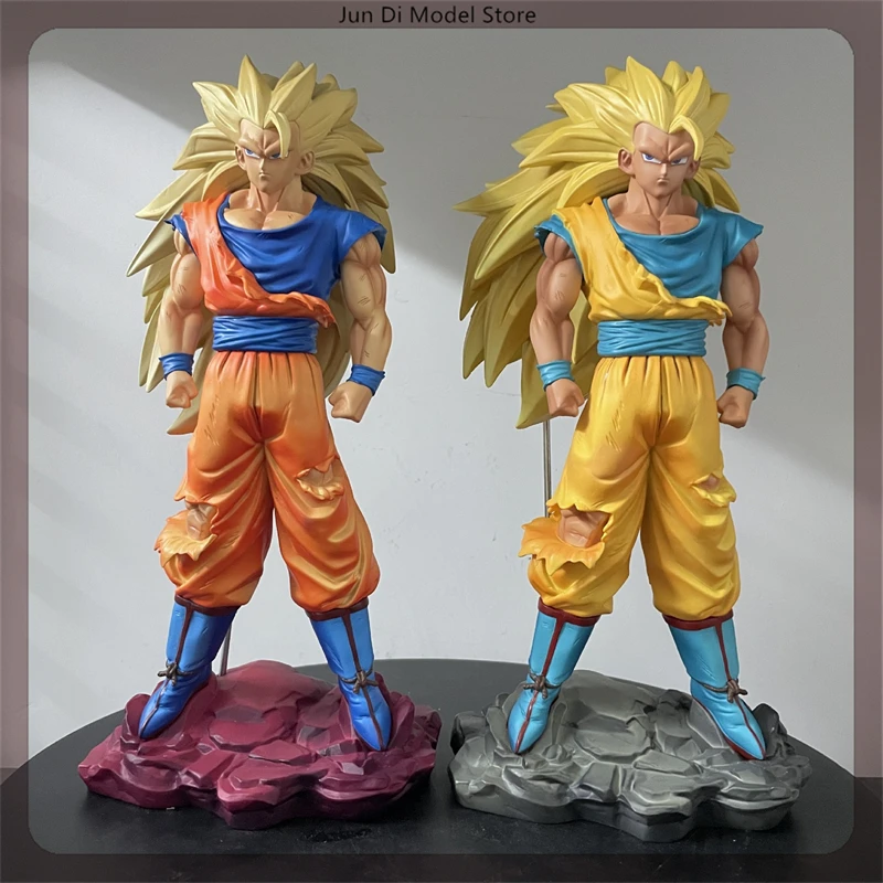 

29cm Dragon Ball Goku Super Saiyan 3 Two Colors Anime Figure Model Statue Boys Collection Desktop Decoration Ornament Toys Gifts