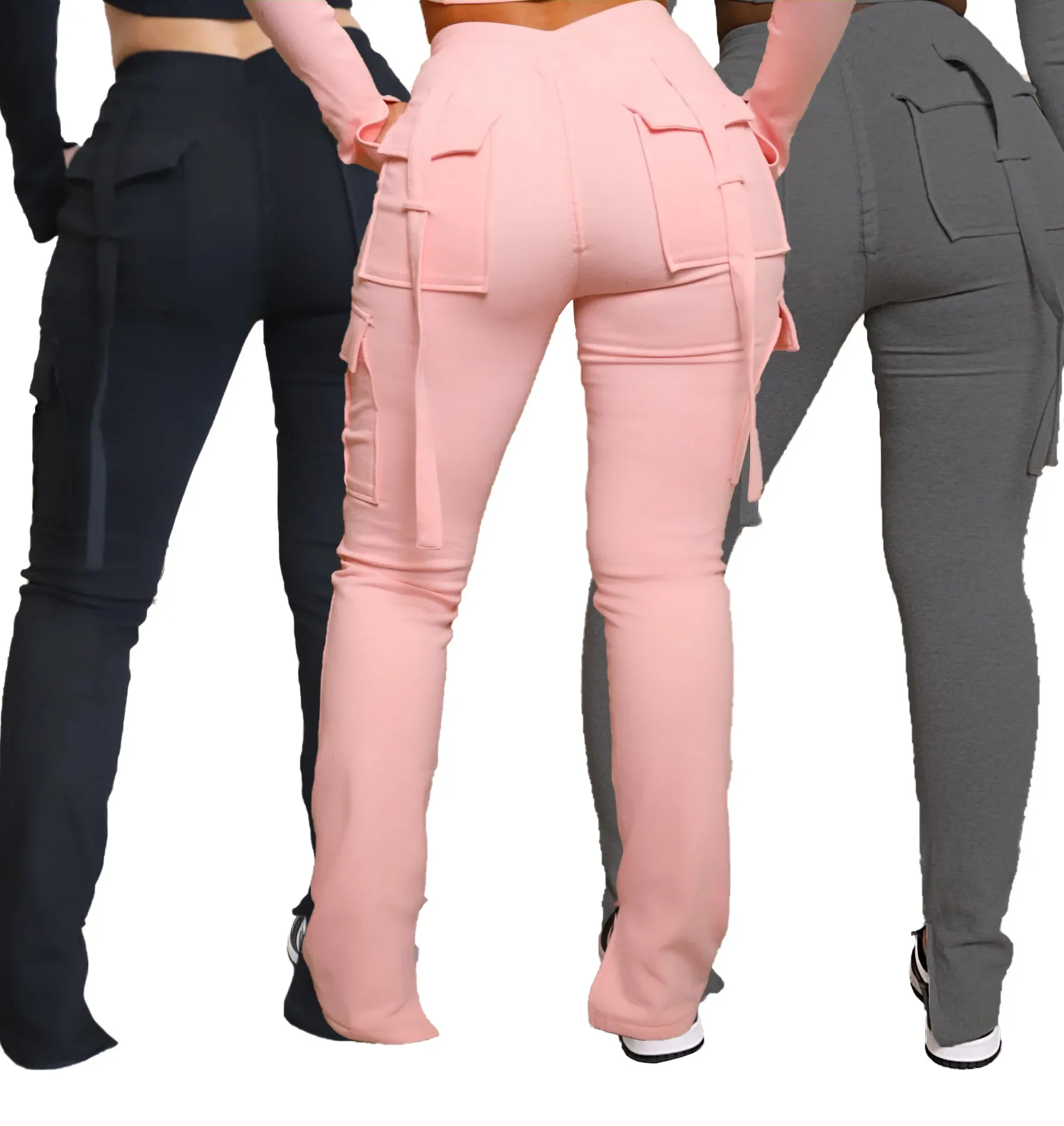 Women Cargo Pants Long Pant Sexy Bodycon Casual Drawstring Mom Streetwear Club Jogger Pocket Straight Trousers High Waist Capris