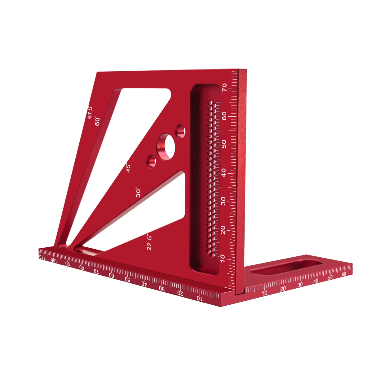 3D Multi-Angle Woodworking Square Protractor, Aluminum Alloy Miter Triangle Ruler T-Type Scriber - 22.5/30/45/60/67.5/90 Degree