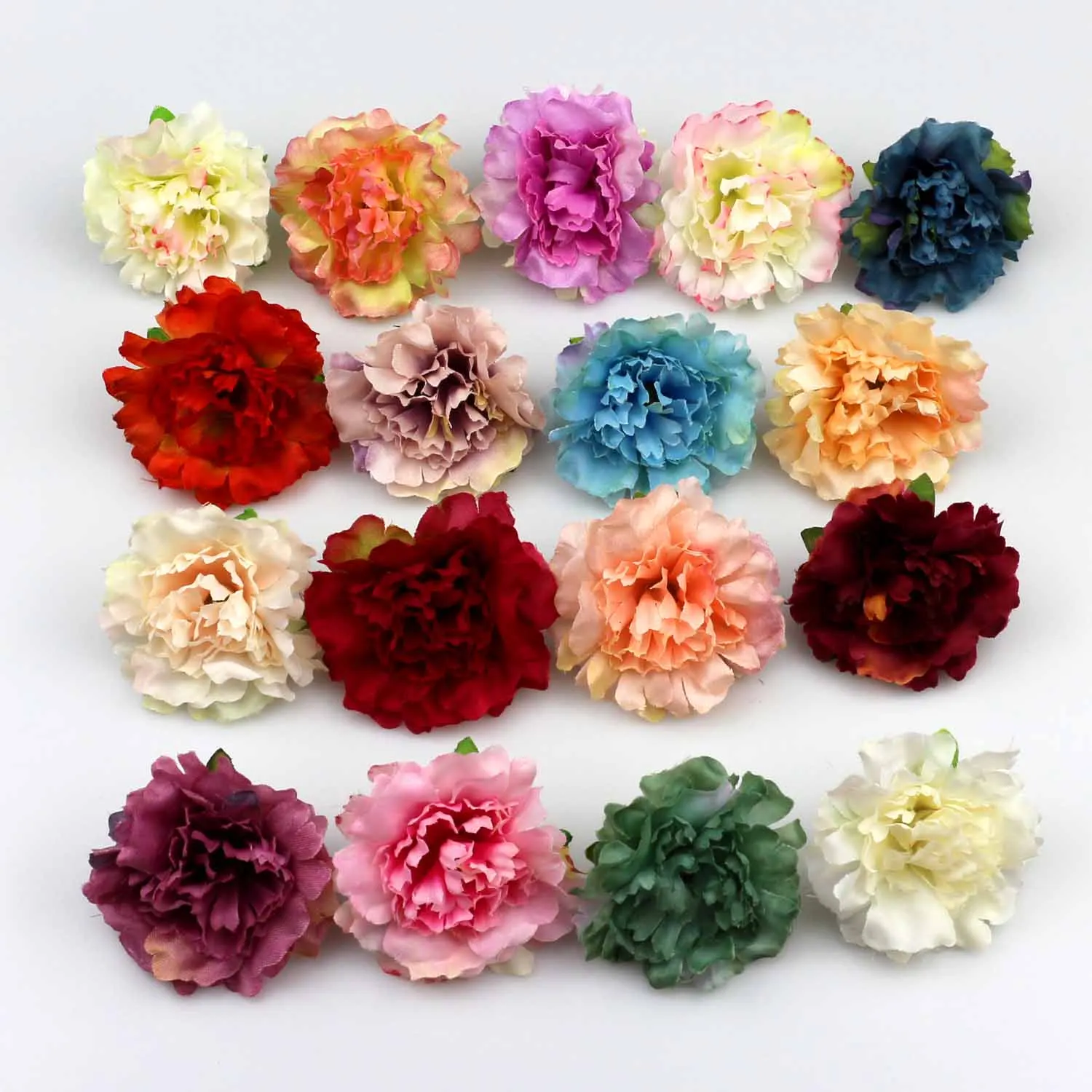 10/100PCS 5cm Artificial Silk Peony Flower Head For DIY Wedding Bouquet Craft Corsage Hairclip Hairband Floral Wall Decor