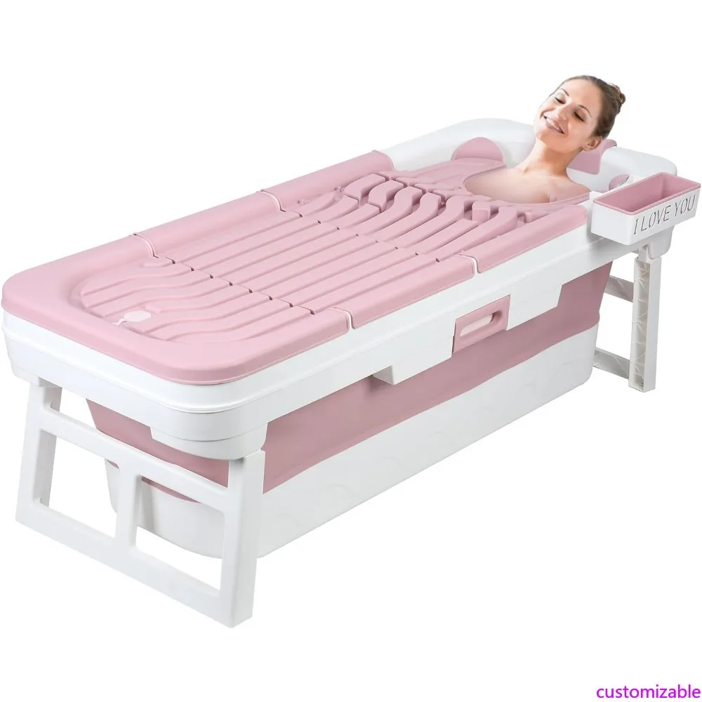 

Adult-Sized 56-Inch Foldable Bathtub for Comfortable and Relaxing Baths