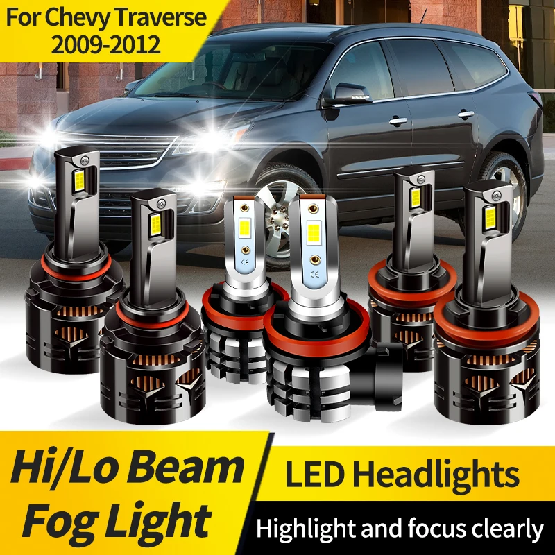 

2PCS For Chevy Traverse 2009-2012 9005 HB3 LED Headlight Bulb H11 Super Bright CSP Auto Driving Headlamp Hi/Lo Beam Fog Bulbs