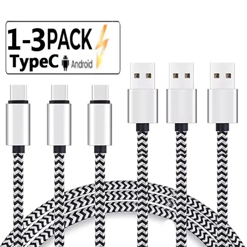 USB Type-C data cable 2.4A fast charging cable, braided nylon data cable, mobile phone charging cable USB-CBBB