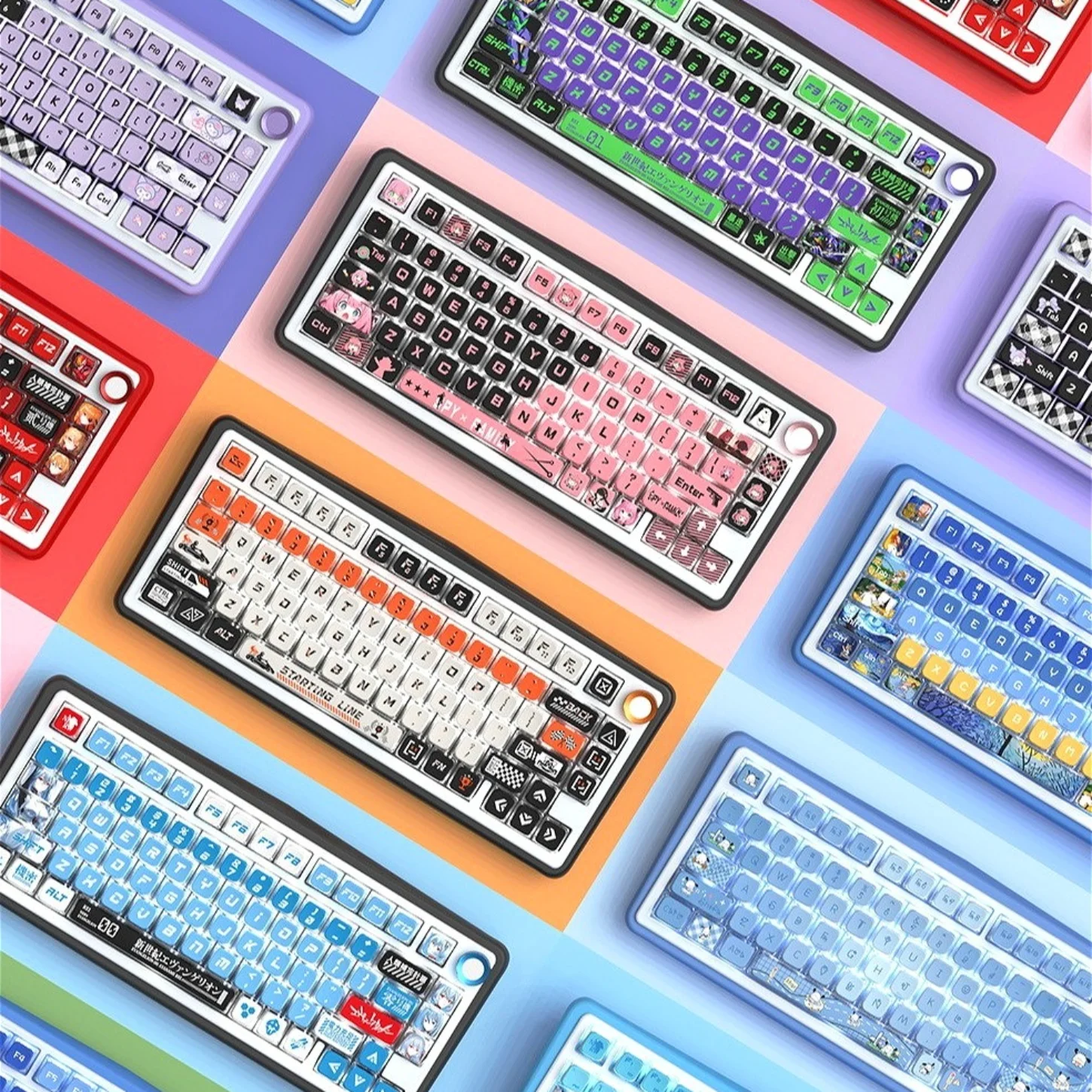 

Anime Keycap Set PBT 122 Key Cartoon Keycap with Transparent Bottom Suitable for Use with 60/84/98/108 Mechanical Keyboards