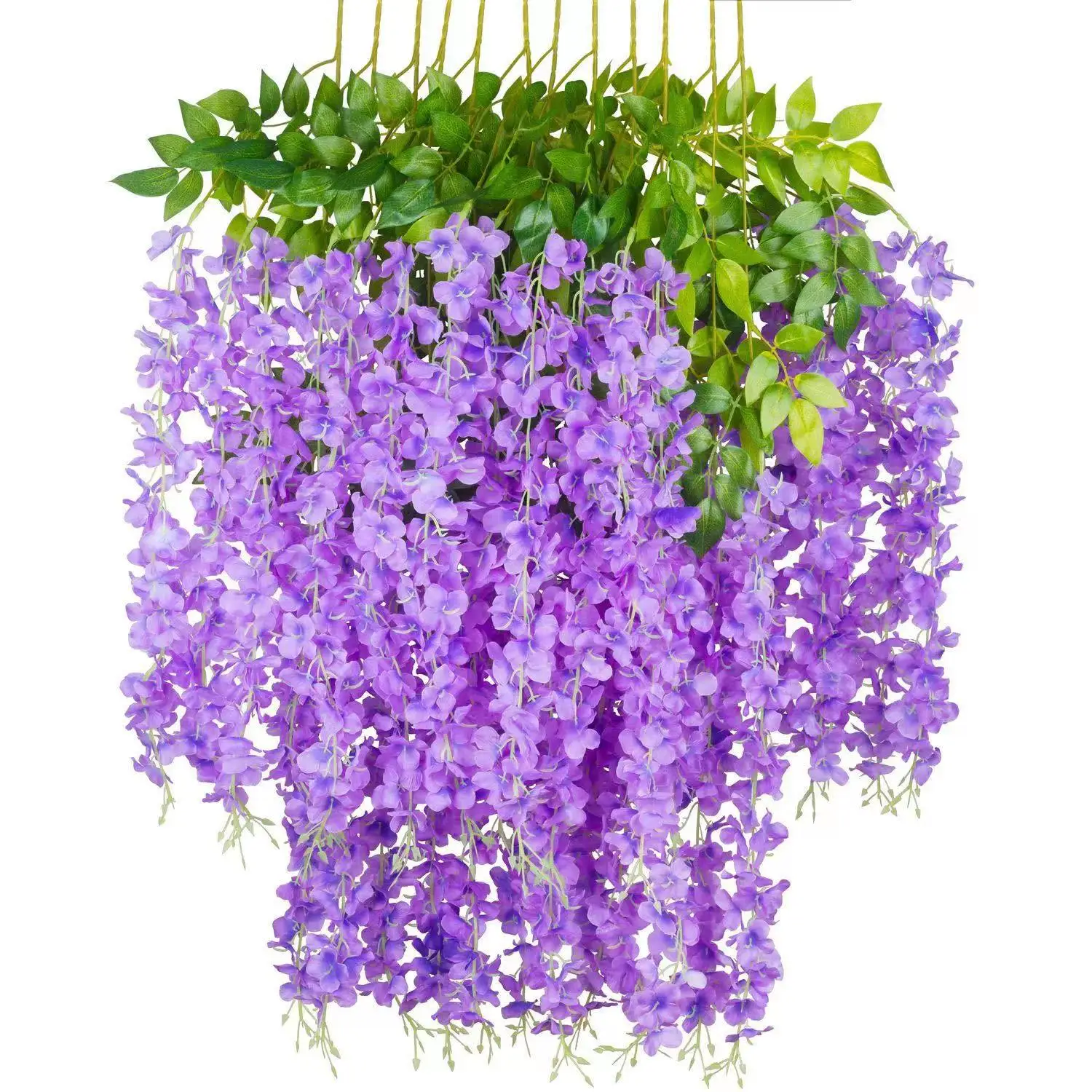 Artificial Wisteria Flower, False Flower, Violet Ceiling Flower, Vine Encryption, Wedding Decoration, Rattan Plastic Vine, Bean