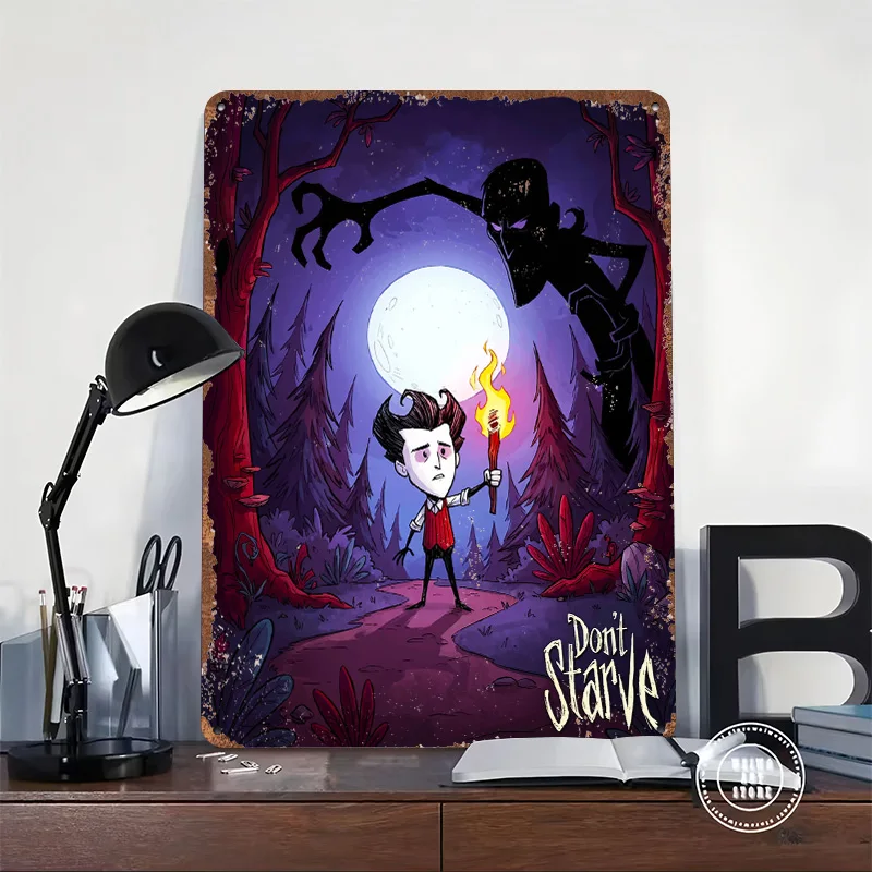 Don't Starve Wilson With Torch Metal Poster Customized Wall Art Retro Vintage Tinplate Signs for Modern Home Decoration Luxury
