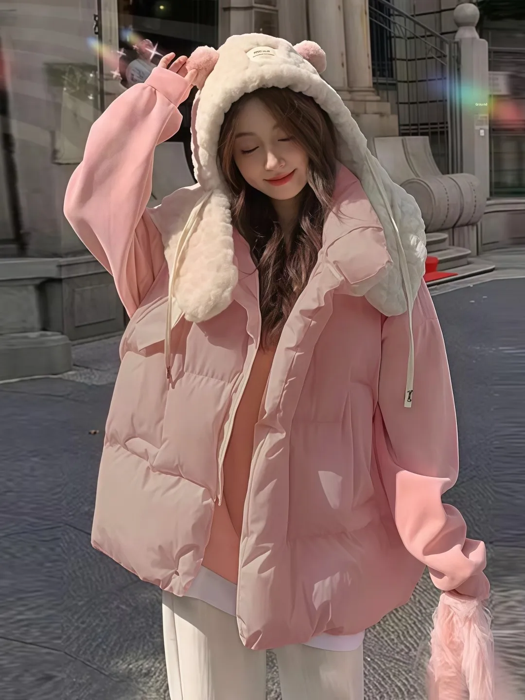 

Корейский женский розовый жилет с подкладкой на подкладке, осенне-зимняя верхняя одежда, теплая одежда для поездок на работу, полиэфирное волокно