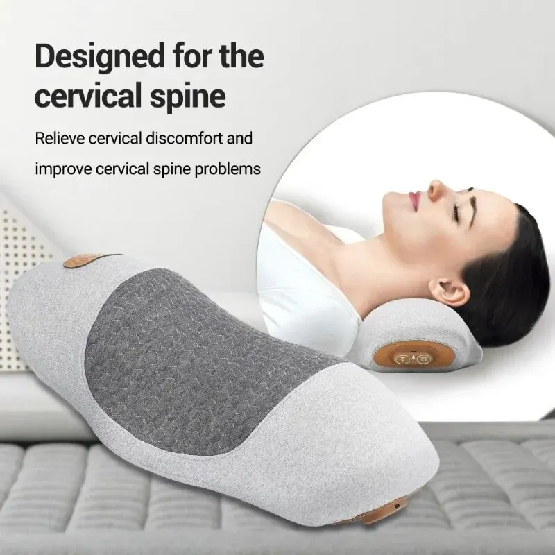 Electric Massager Cervical Pillow Hot Compress Vibration Massage Neck Traction Relax Sleeping Memory Foam Pillow Spine Support