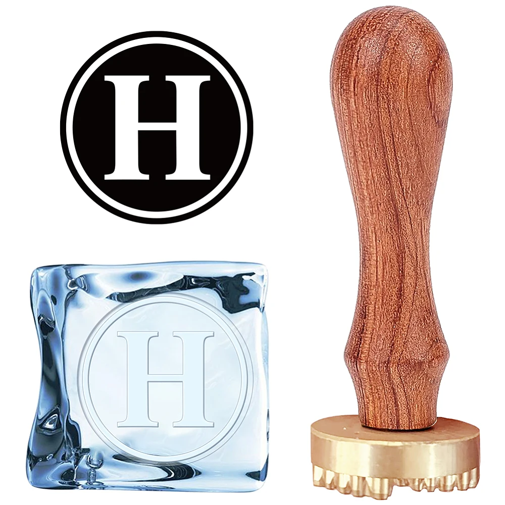 

1pcs H Ice Stamp Letter Ice Cube Stamp Ice Branding Stamp with Removable Brass Head & Wood Handle Vintage for Crafting