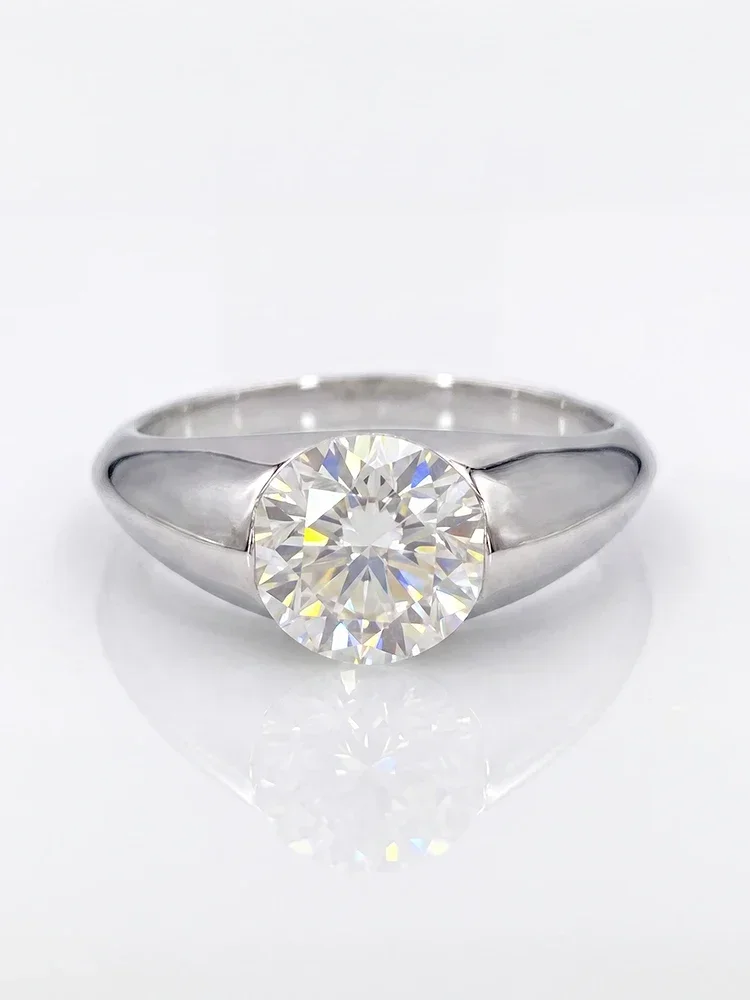 GRA Klassische Modische Echte 2CT Runde Moissanit-Diamantringe für Frauen Jubiläum Hochzeit 925 Sterling Silber Feiner Schmuck – Detail 4