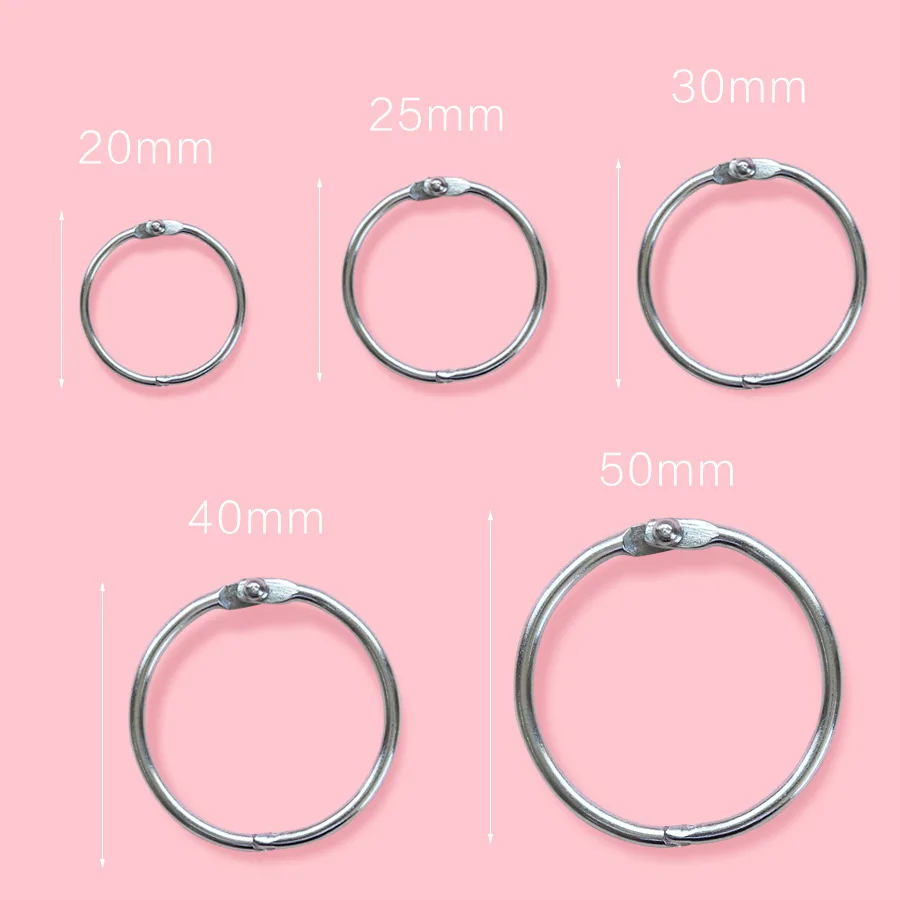 50Pcs Ring Binder DIY Albums Loose-leaf Book Hoops Opening O Ring Locking Keychain Office Binding Supplies Metal Craft Parts