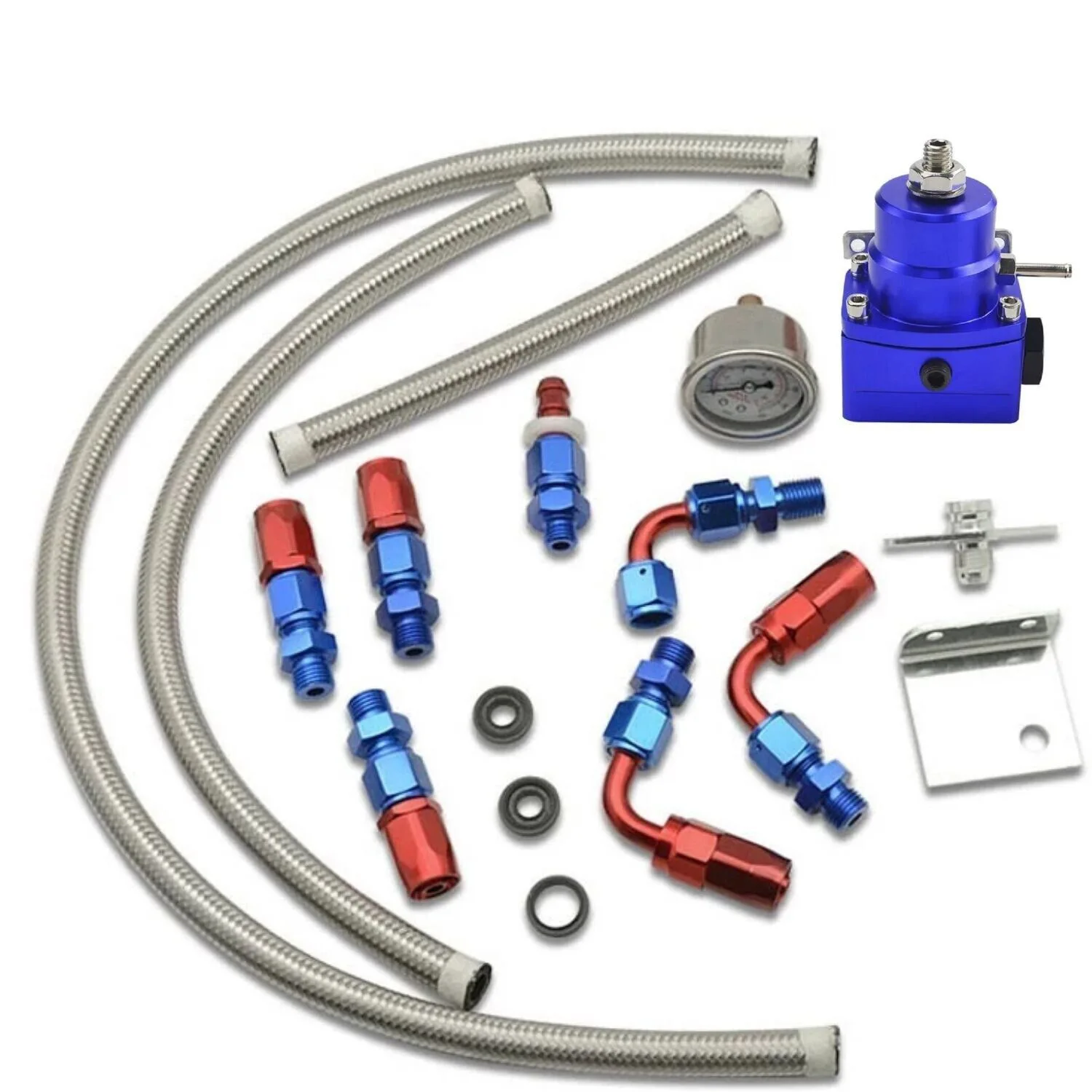 Retrofit Adjustable Fuel Pressure Regulator Kit Oil Pressure 0-100psi + AN6 Fitting Hose End