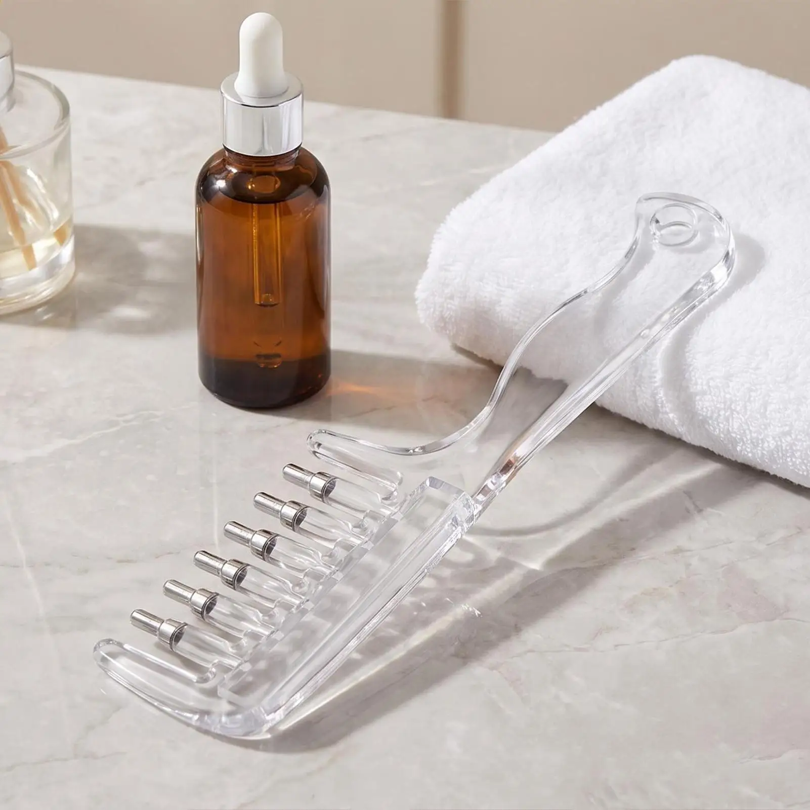 Hair Oil Applicator Scalp Massage Liquid Comb Built-In Liquid Reservoir Rolling Metal Teeth for Hair Growth Home Hair Care Tool