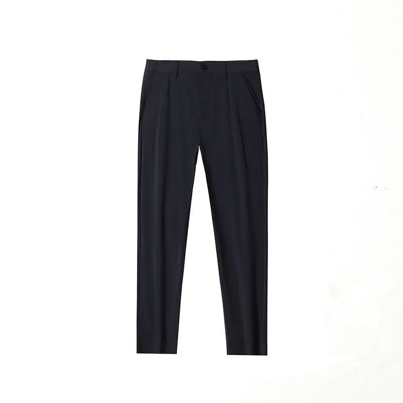 GIOIOMen's suit pants，2025Spring and Summer New Ice Silk Thin Slim Korean Style Cropped Casual Pants，Fashion Draping Men's Pants