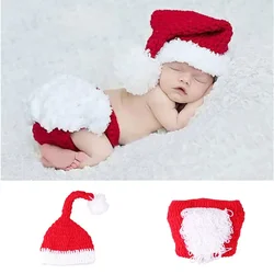 Newborn Photography Outfits Baby Christmas Themed Crochet Knitting Clothes Hat Toddler Boots Decor Baby Photographic Supplies