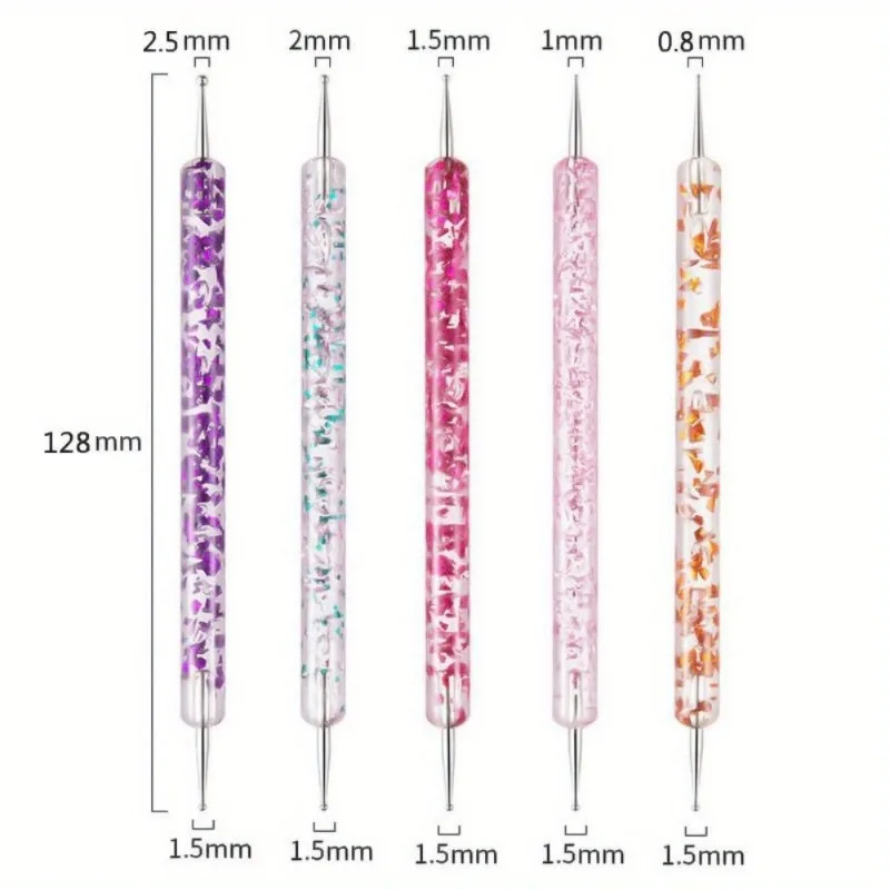5 Pcs Nail Art Pen Set Double-ended Point Pen Sub-chocolate Material Drawing Nails Tool Nail Brush Manicure Tools