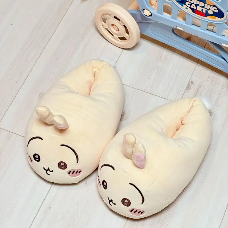 New Japanese Chiikawas Usakis cute fresh plush slippers Jiikawa Xiaobajiyi winter warm indoor non-slip Usakis cotton shoes