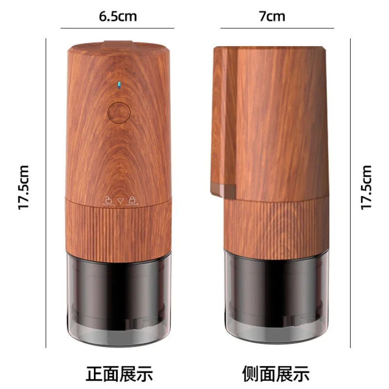 Macinacaffè elettrico portatile con venature del legno Typr-c Ricarica USB Macchina da caffè Macinacaffè automatico Nucleo in acciaio CNC jx pro