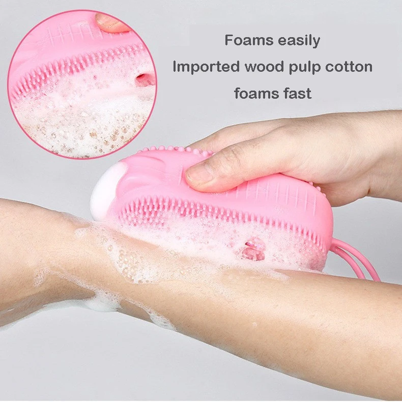 Brosse de bain en Silicone pour le nettoyage de la douche, épurateur corporel, utilisation Double face, Massage, relaxation, nettoyeur