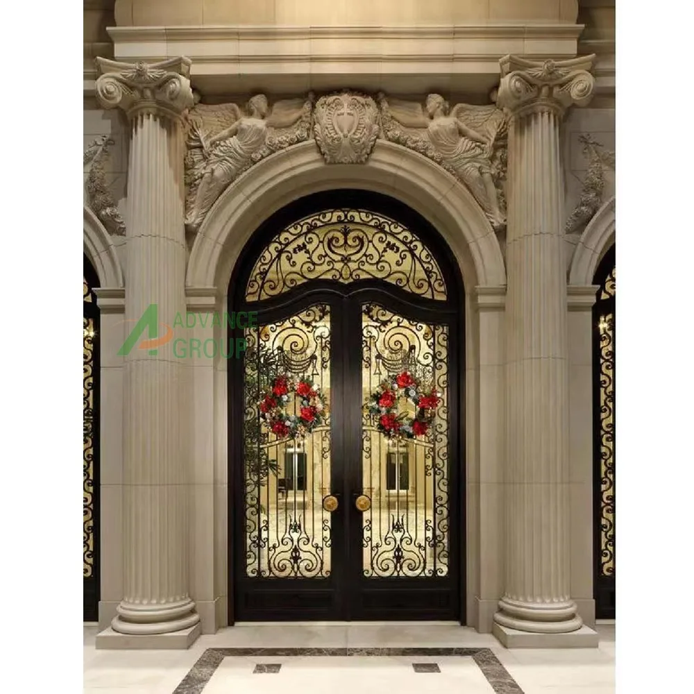 Custom Handcrafted Wrought Iron Door With Multi Point Lock for Villa Entrance
