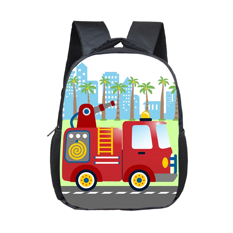 Mochila de Tractor de excavadora de camión de bomberos de dibujos animados para niños, bolsa escolar para niños, bolsa de jardín de infantes, mochila para niños pequeños, bolsa de libros para niños, regalo